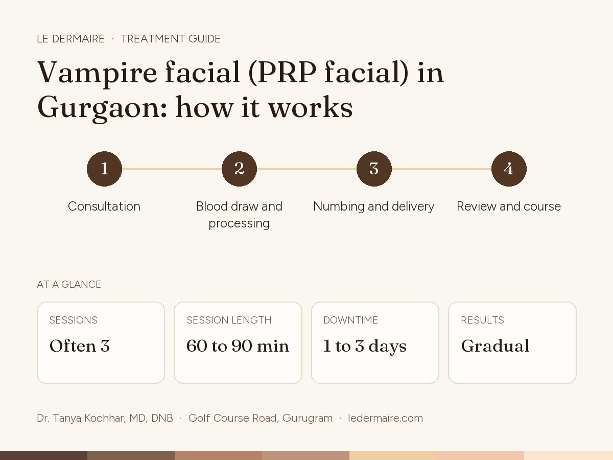 PRP Facial (Vampire Facial) in Gurgaon at Le Dermaire: how the treatment works, step by step